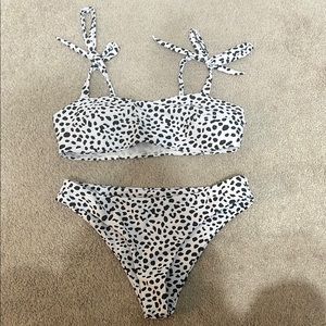Black and White Leopard Print Bikini